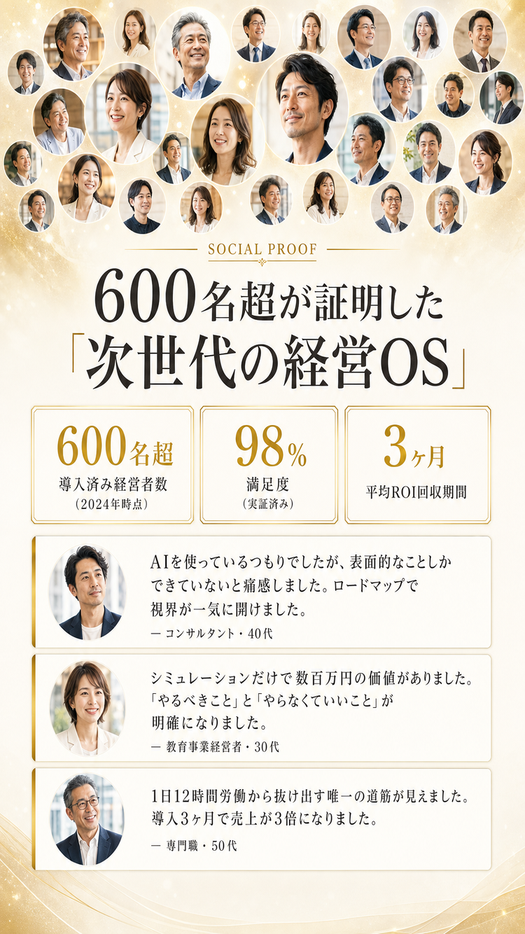 社会的証明・600名実績