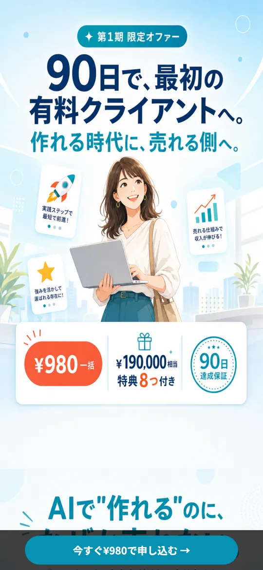 スクール / 講座のLPの最初の画面